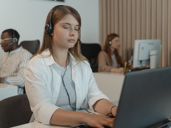 A Woman Working in the Call Center