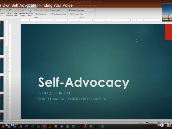 How to Be Your Own Self Advocate webinar screenshot. 