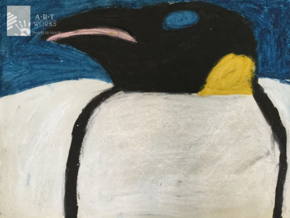 pastel coloring of a penguin