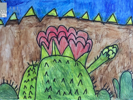 oil paint of cactus