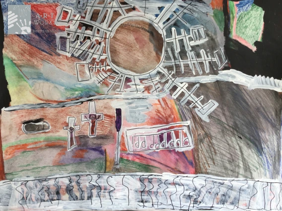 mixed media of baby jesus
