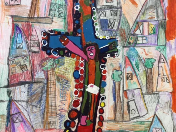 mixed media of cross