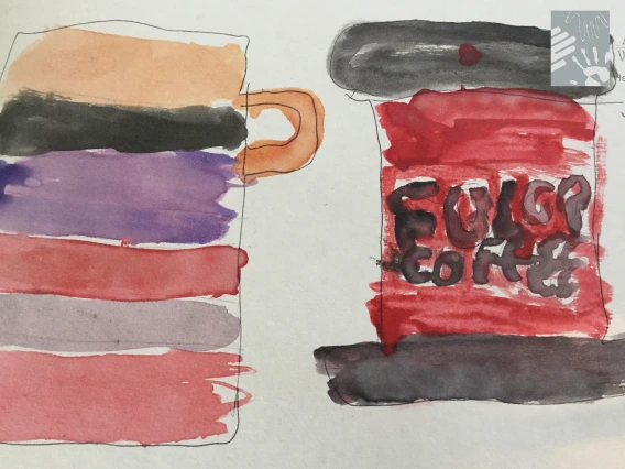 painting of coffee and mugs