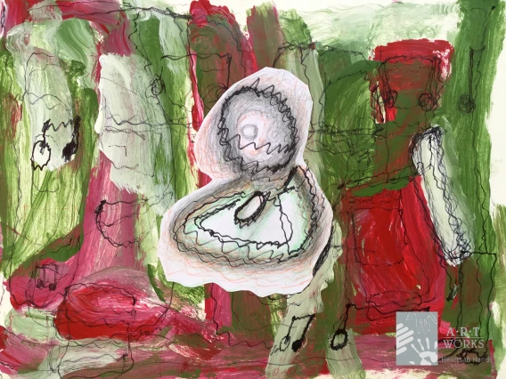 mixed media of a portrait