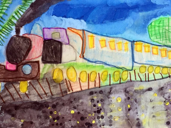drawing of a train