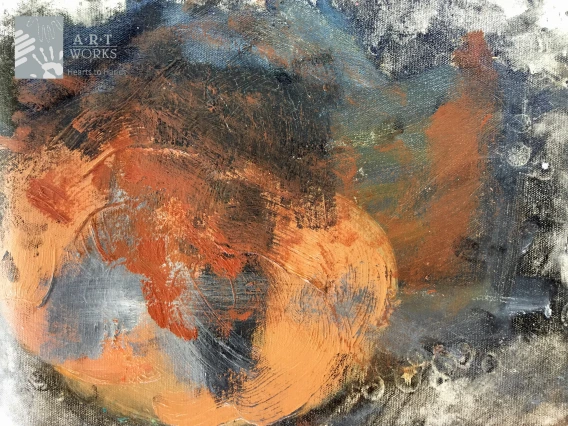 orange and black painting 
