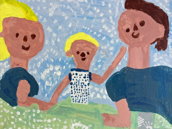 drawing of parents and a child