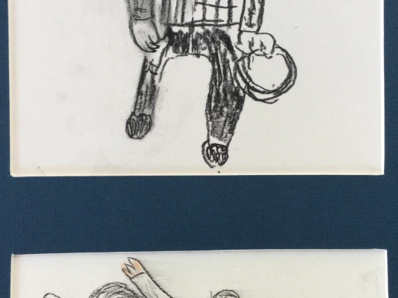 drawing of a cowboy and a horse