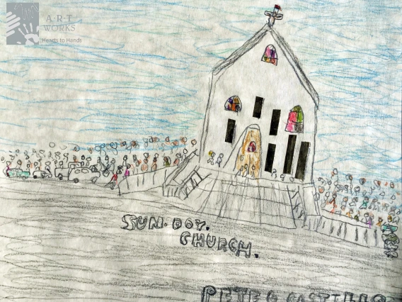 drawing of a church 