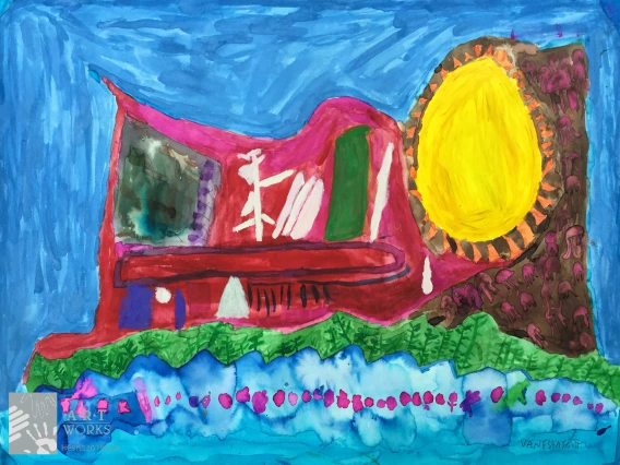 painting of water and a boat