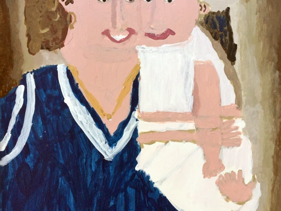 drawing of mother holding a baby