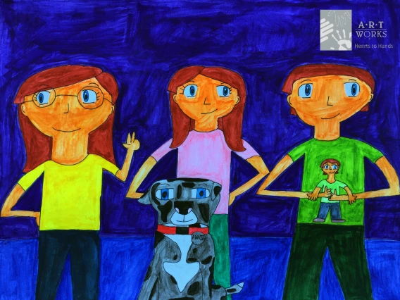 Annie, Abigail, Mom, Dad and Hannah at the Photo Gallery from the Mall