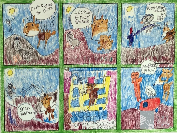 drawing on 3 little pigs story