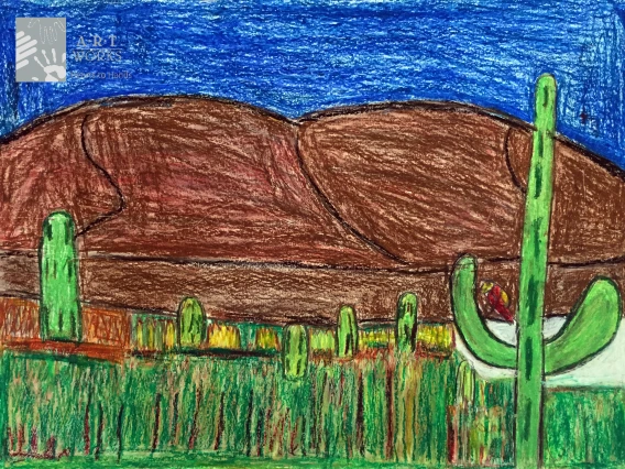 watercolor of desert