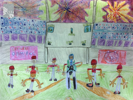 colored pencil of baseball team