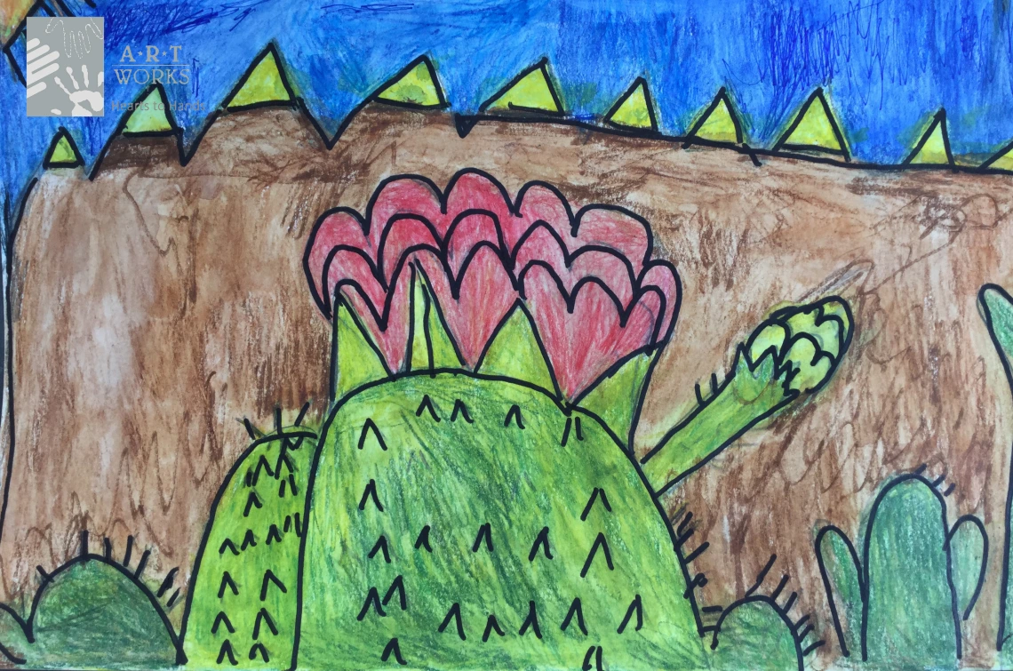 oil paint of cactus