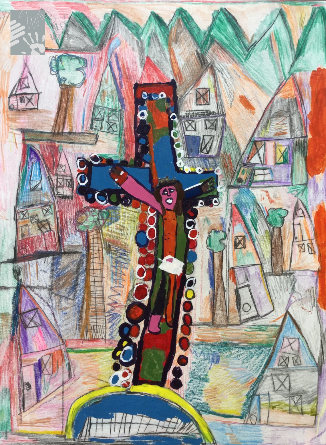 mixed media of cross