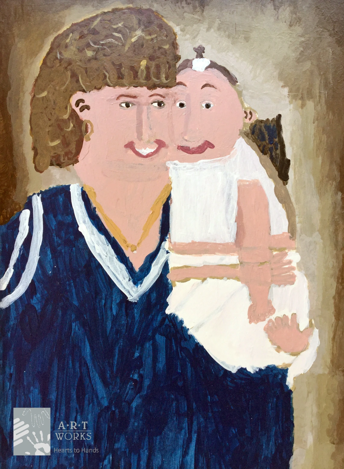 drawing of mother holding a baby