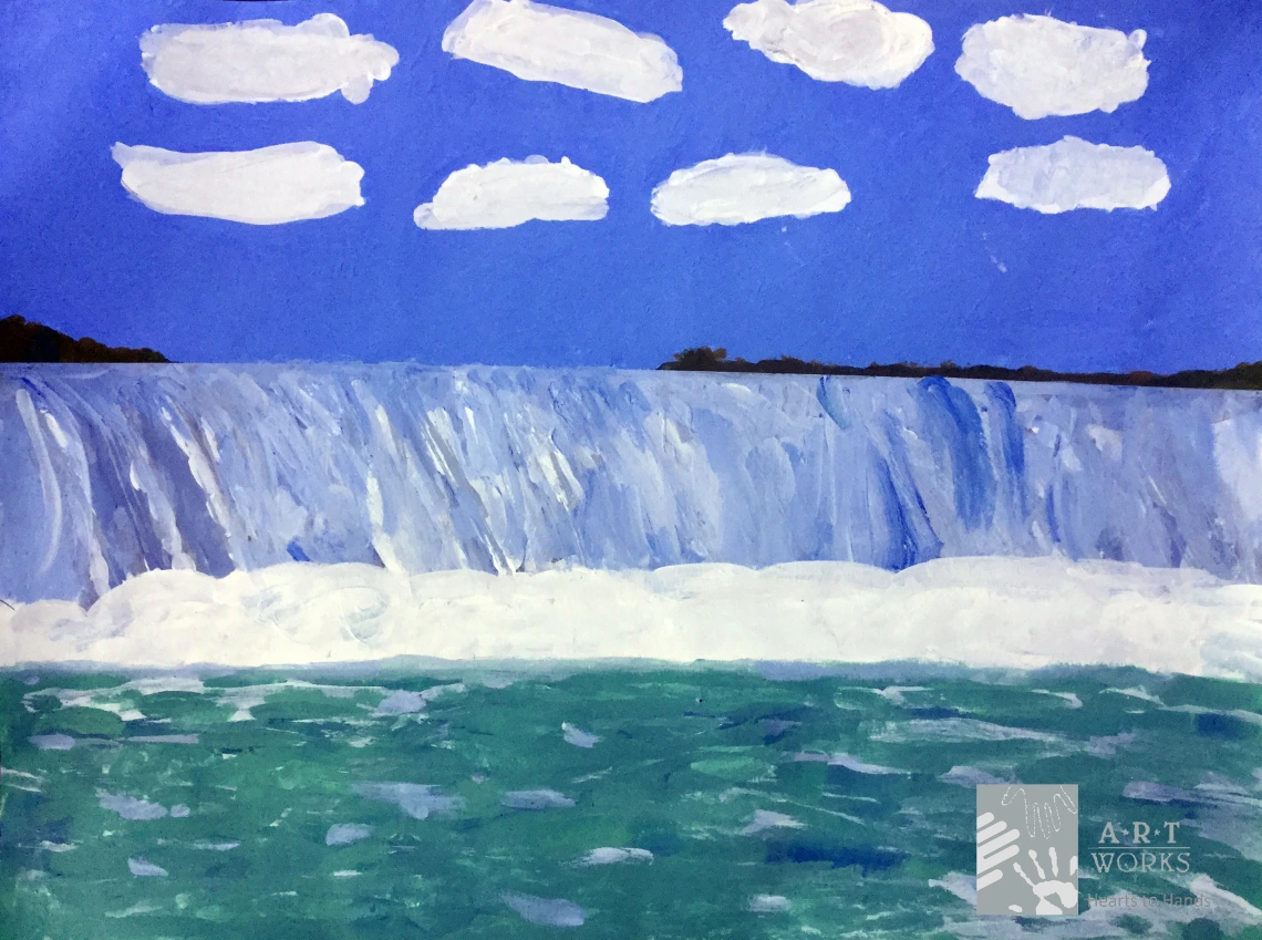 color pencil drawing on Niagra Falls