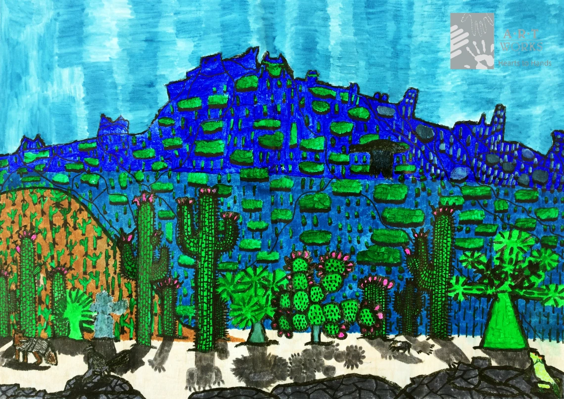 mixed media of Saguaro National Park