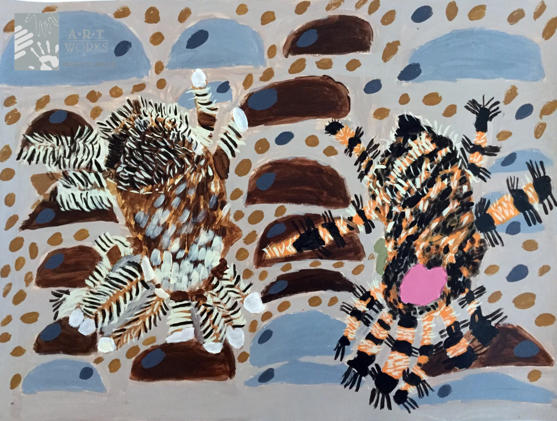 painting of two spiders