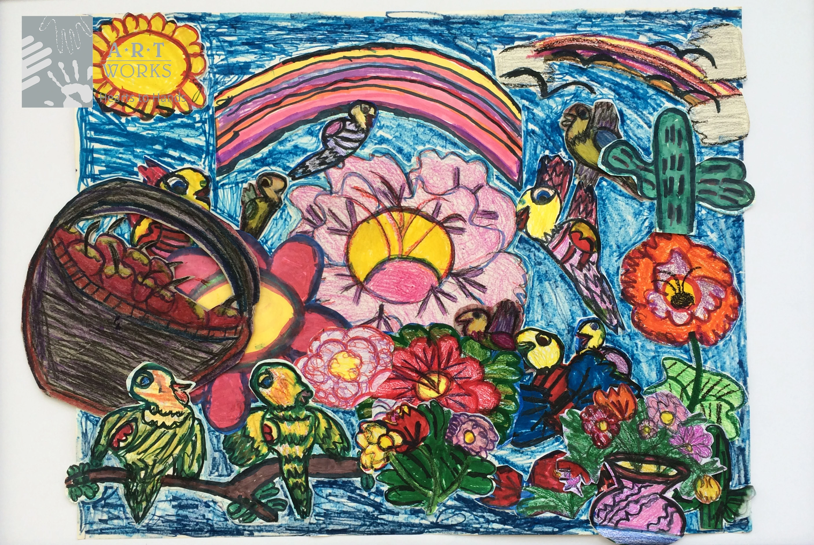 mixed media of flower bed