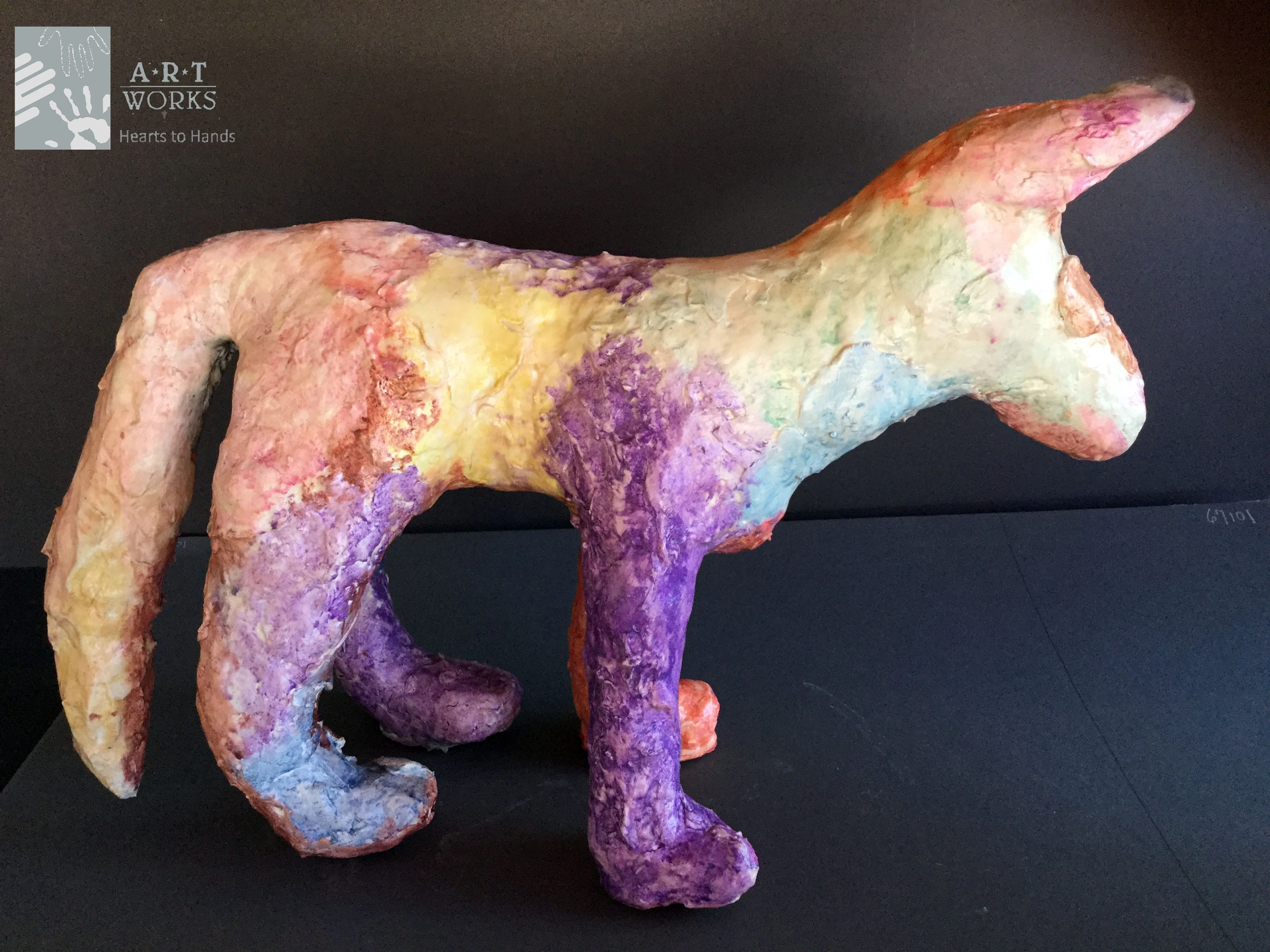 watercolor on paper mache of a cat