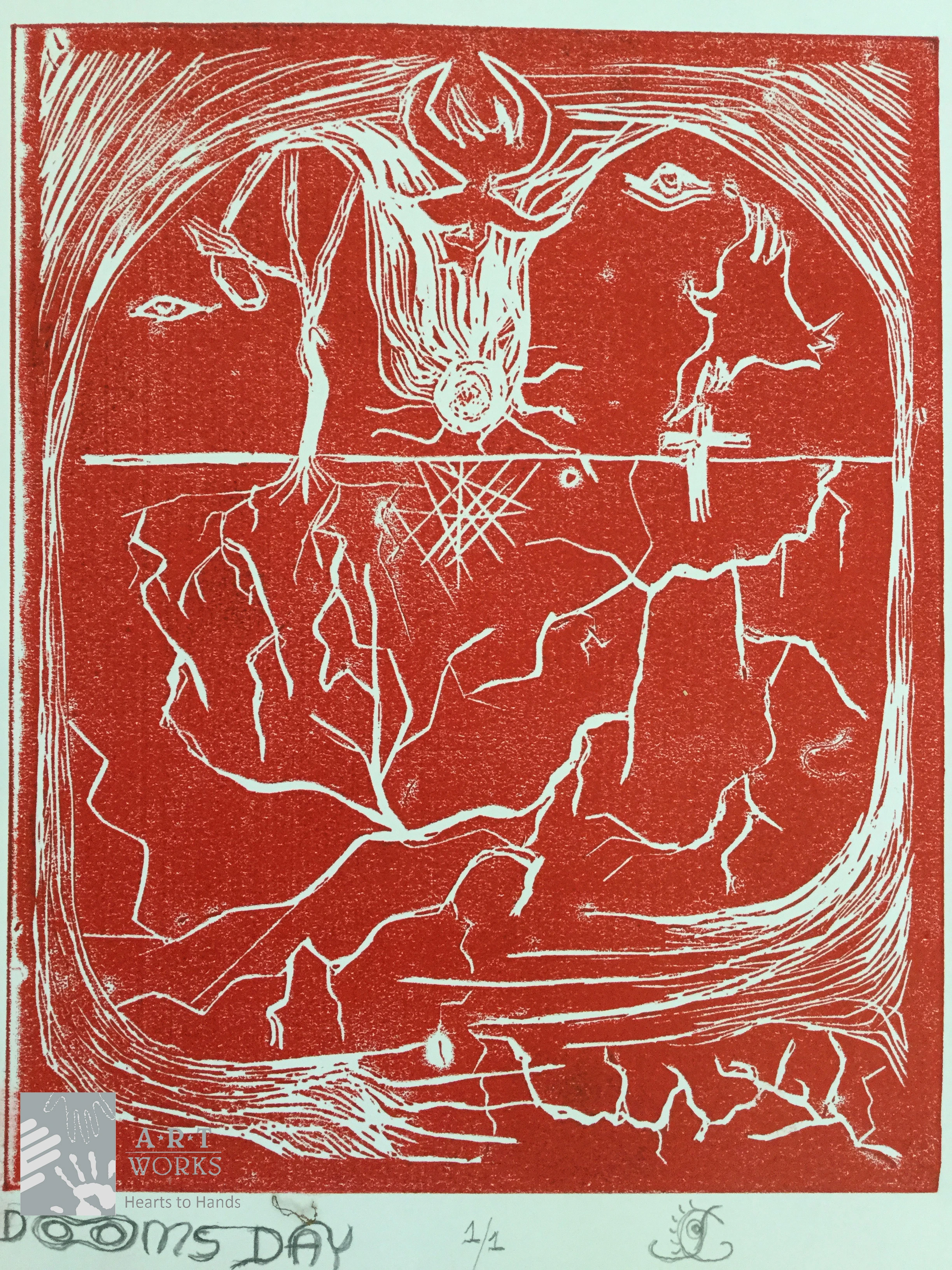 red and white drawing