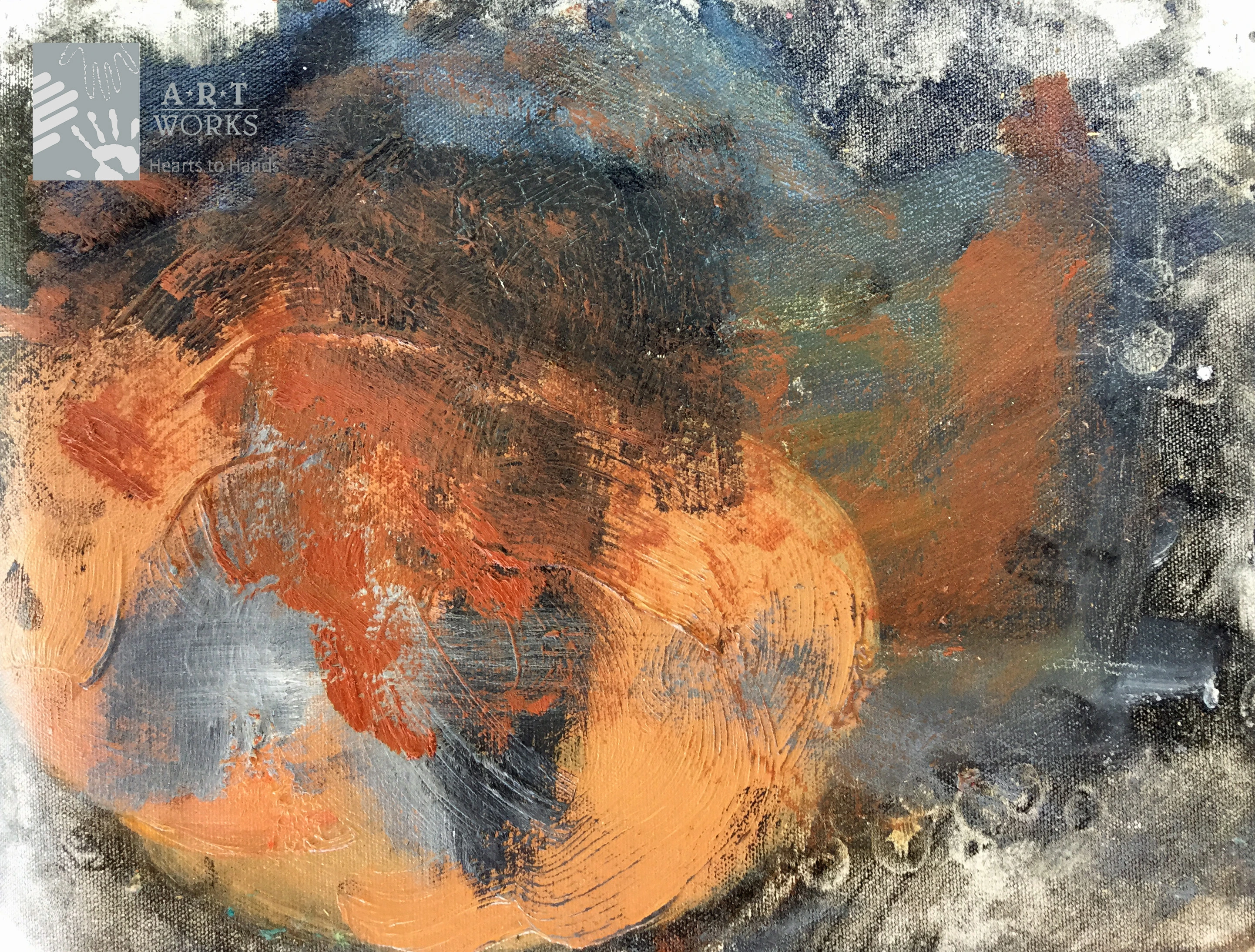 orange and black painting 