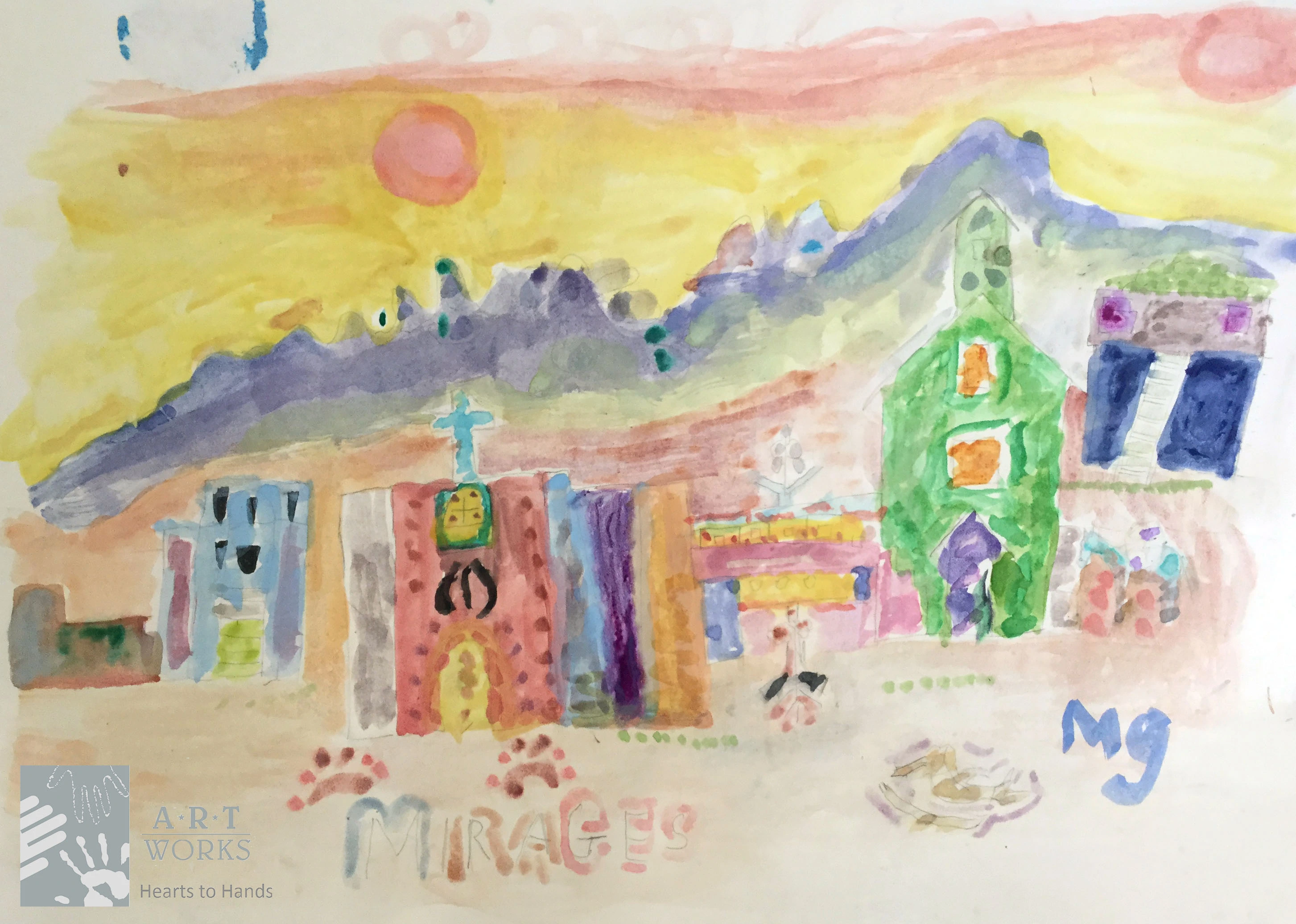 watercolor of a town