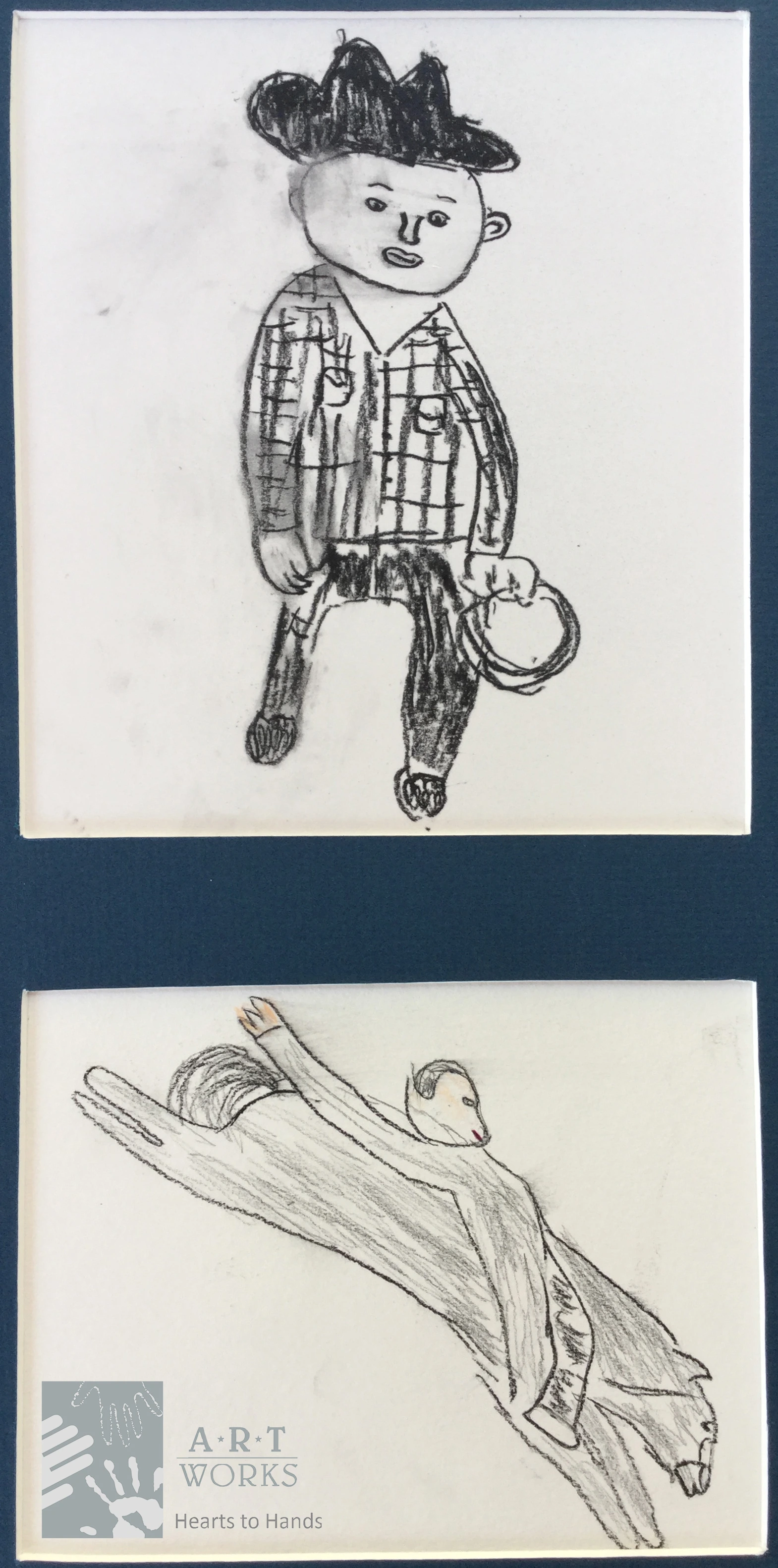 drawing of a cowboy and a horse