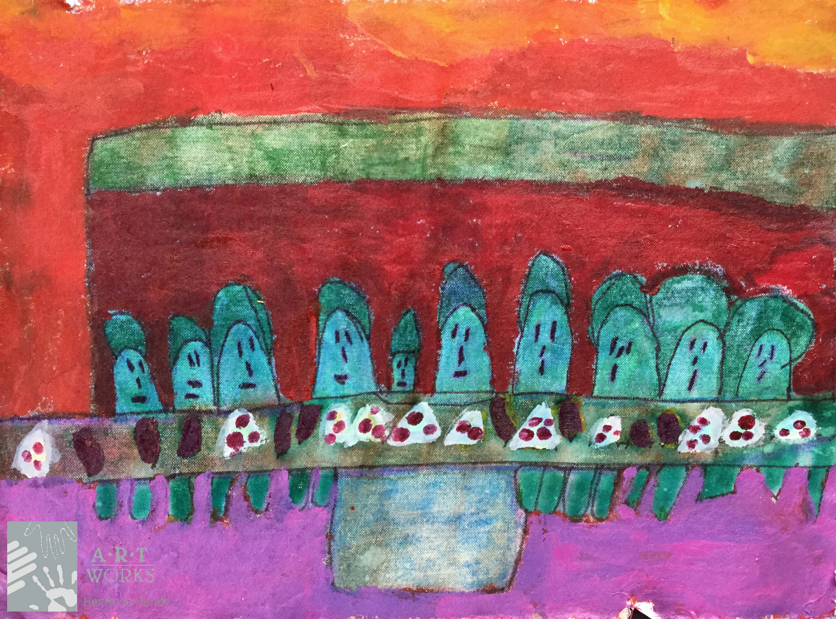 drawing of a table for dinner