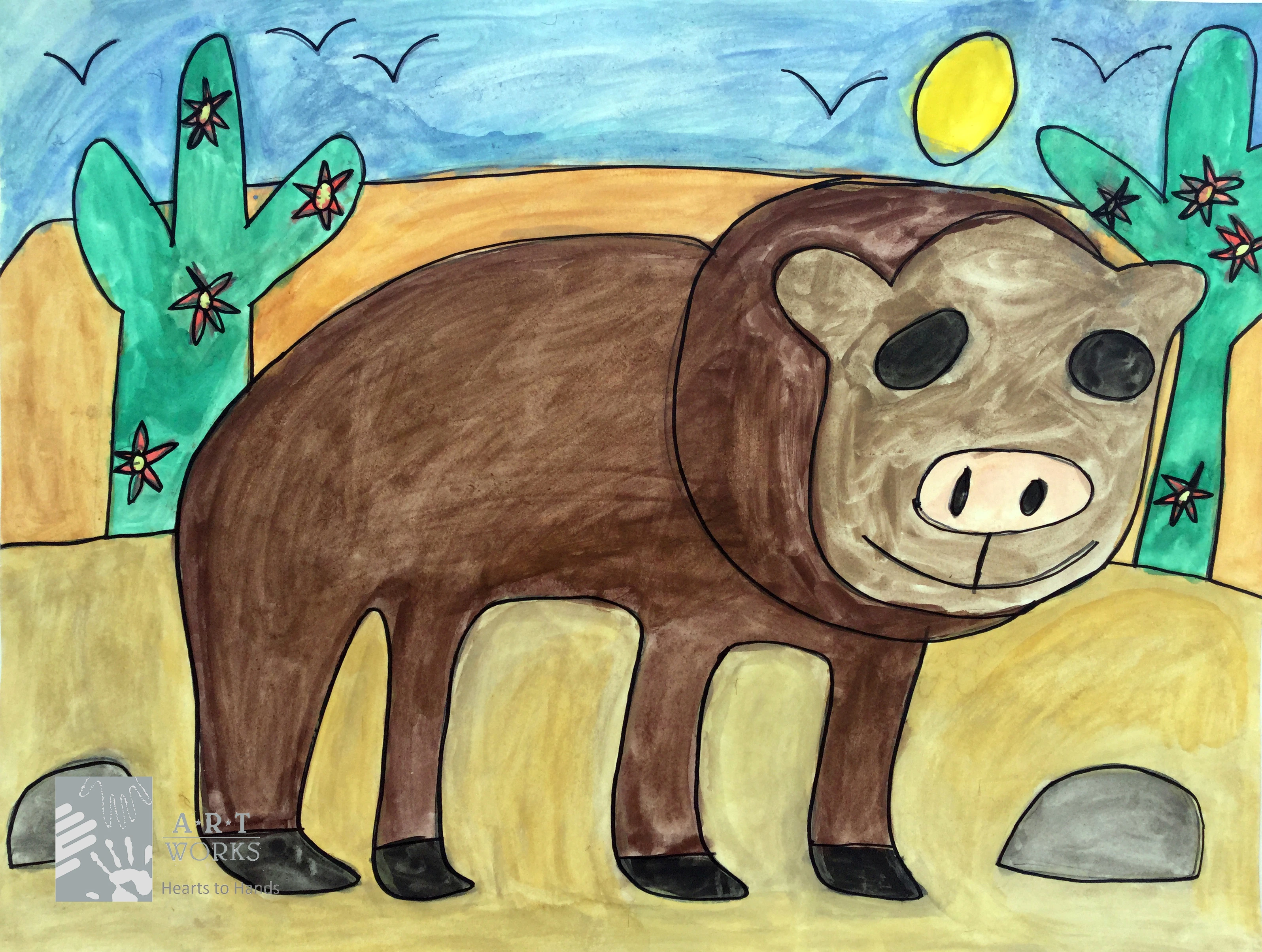 Watercolor of javalina