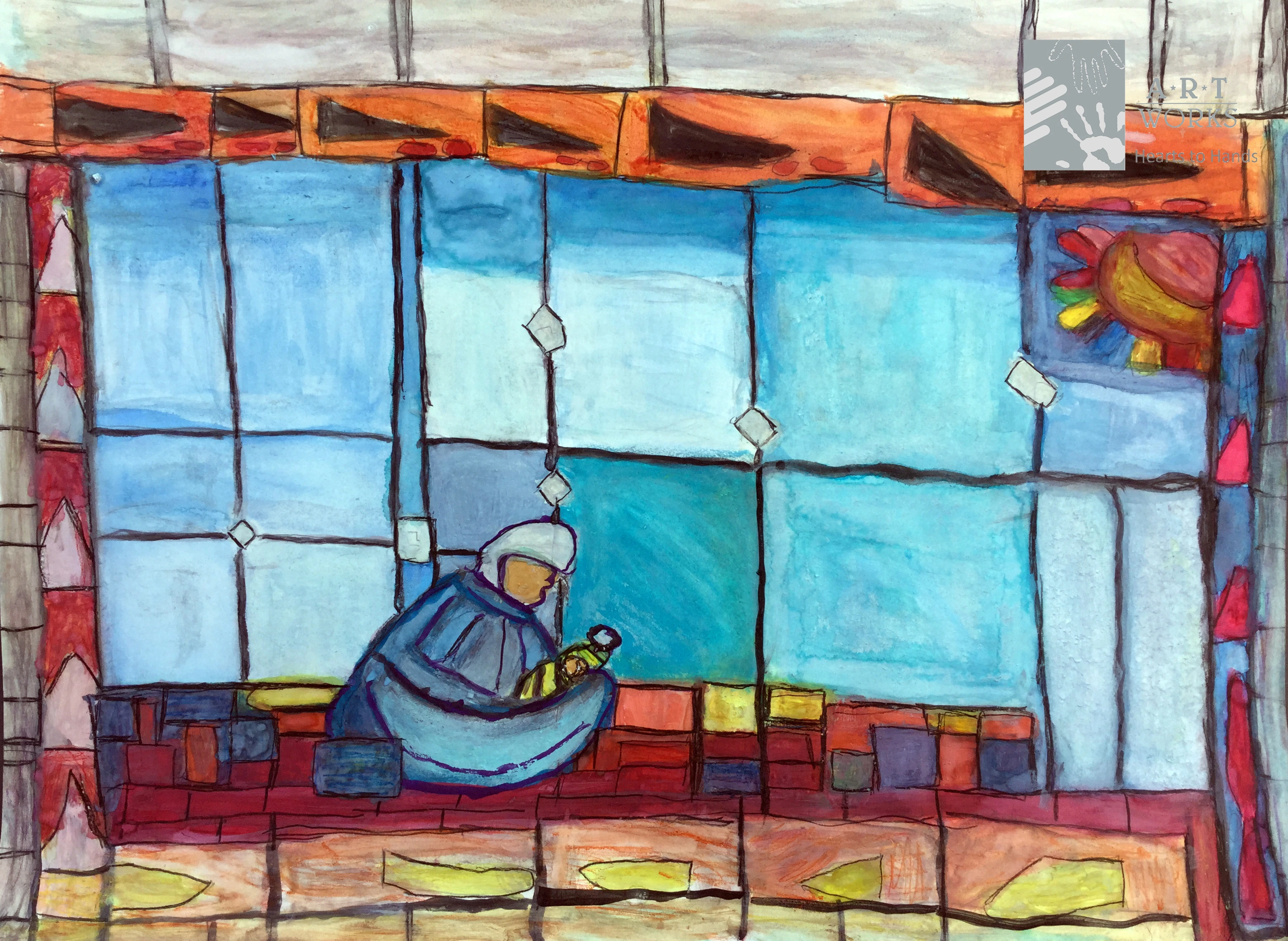 watercolor of someone praying