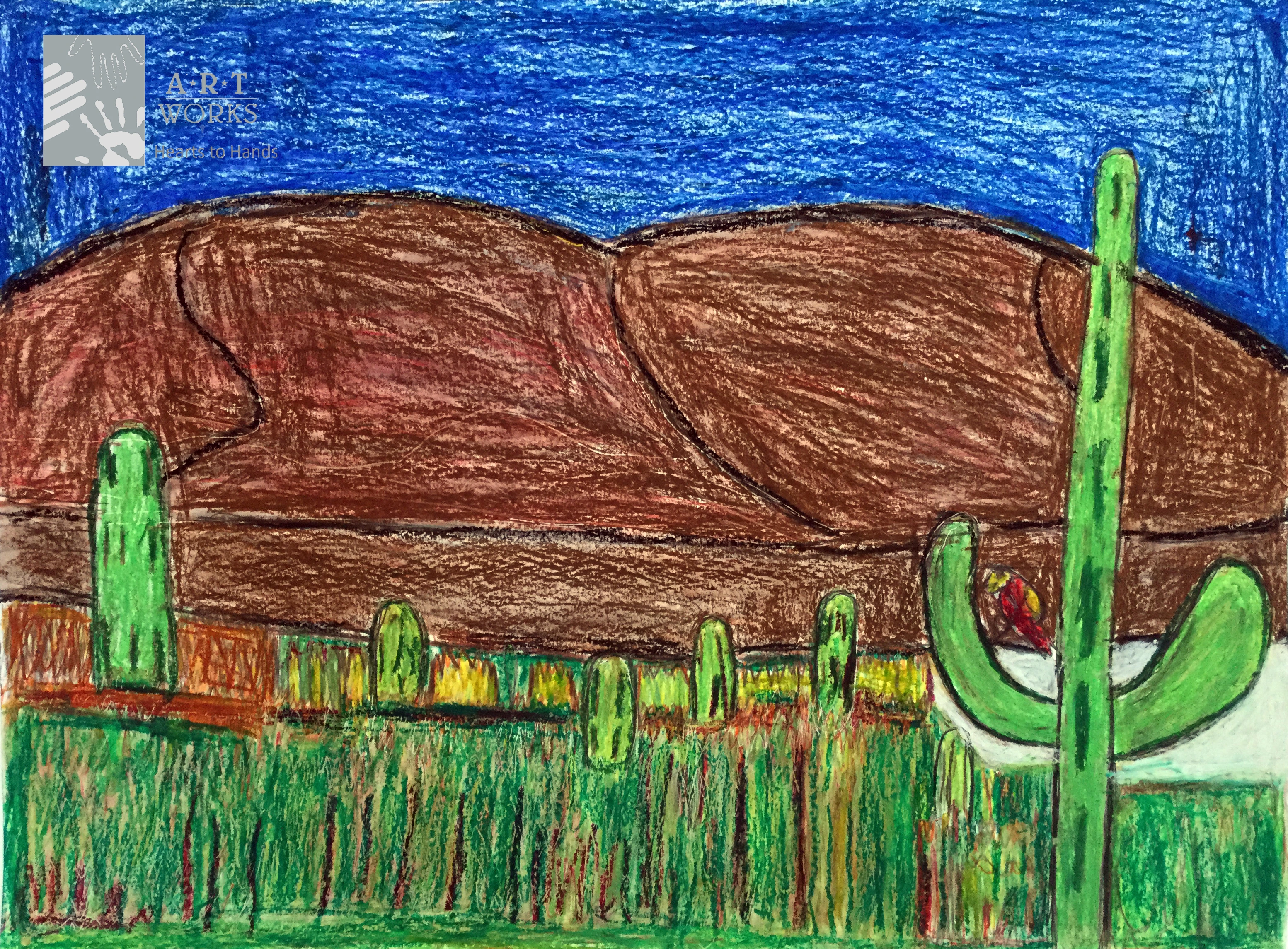 watercolor of desert