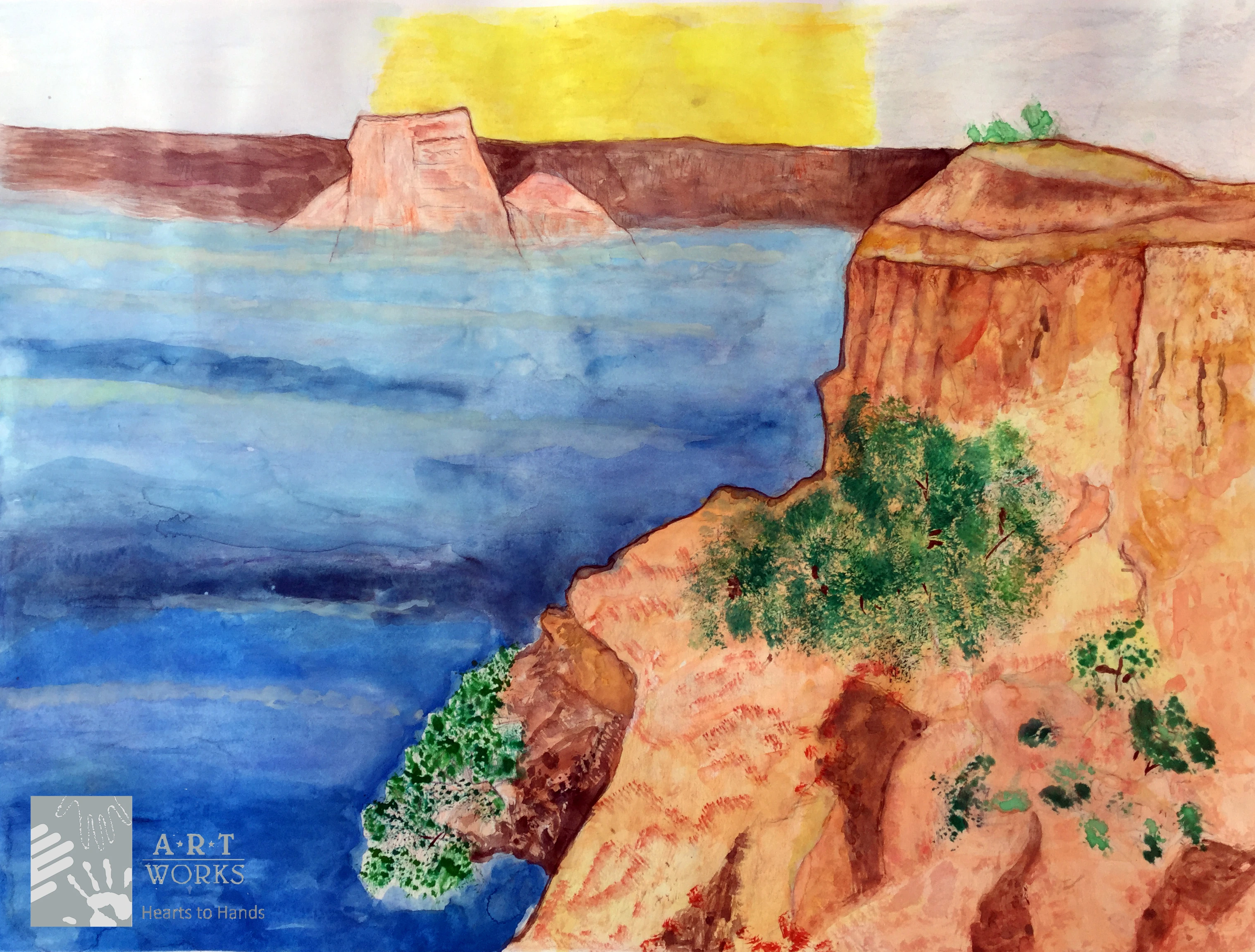 watercolor of a sea scape