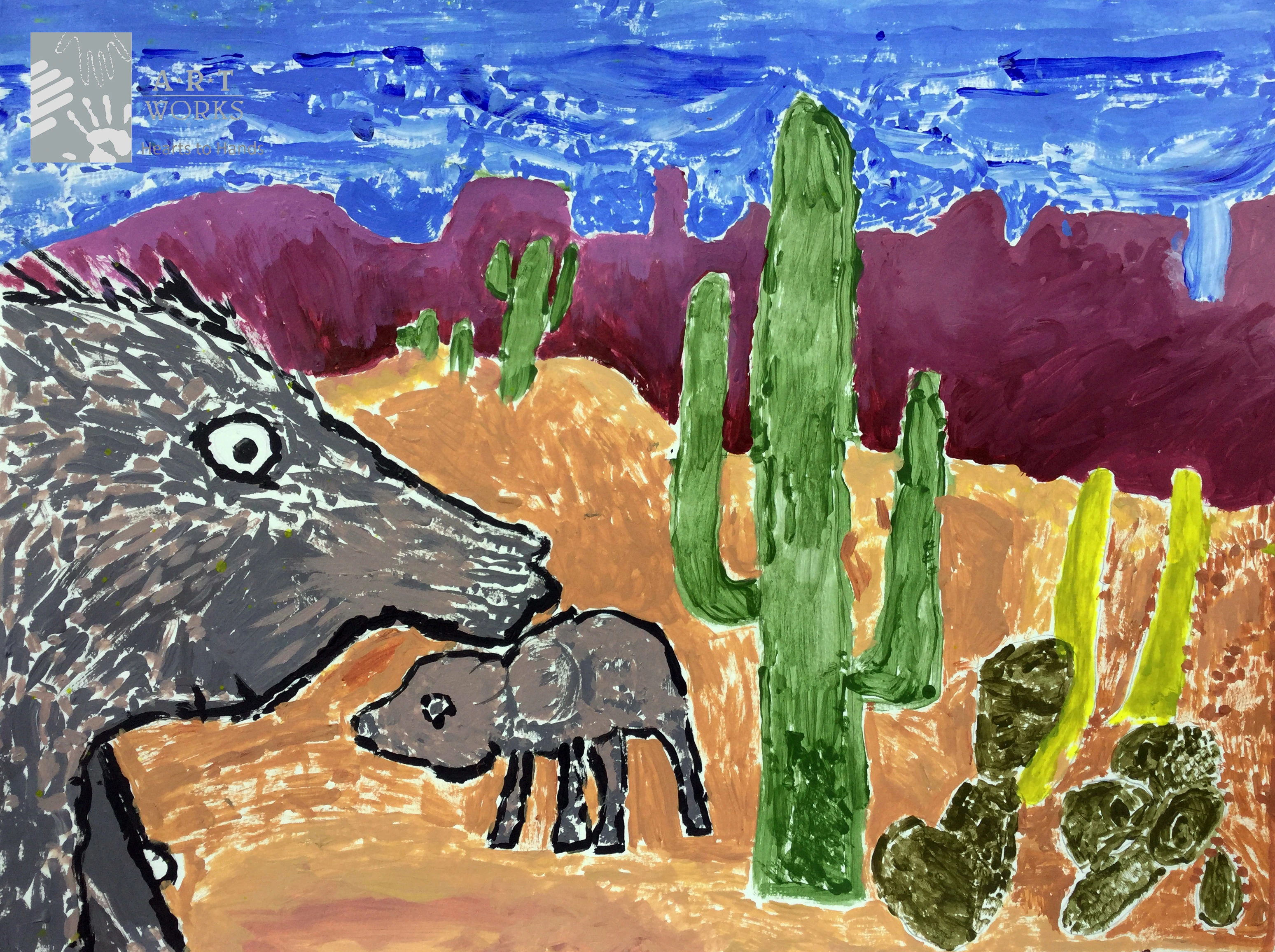 painting of Javalina and it's baby