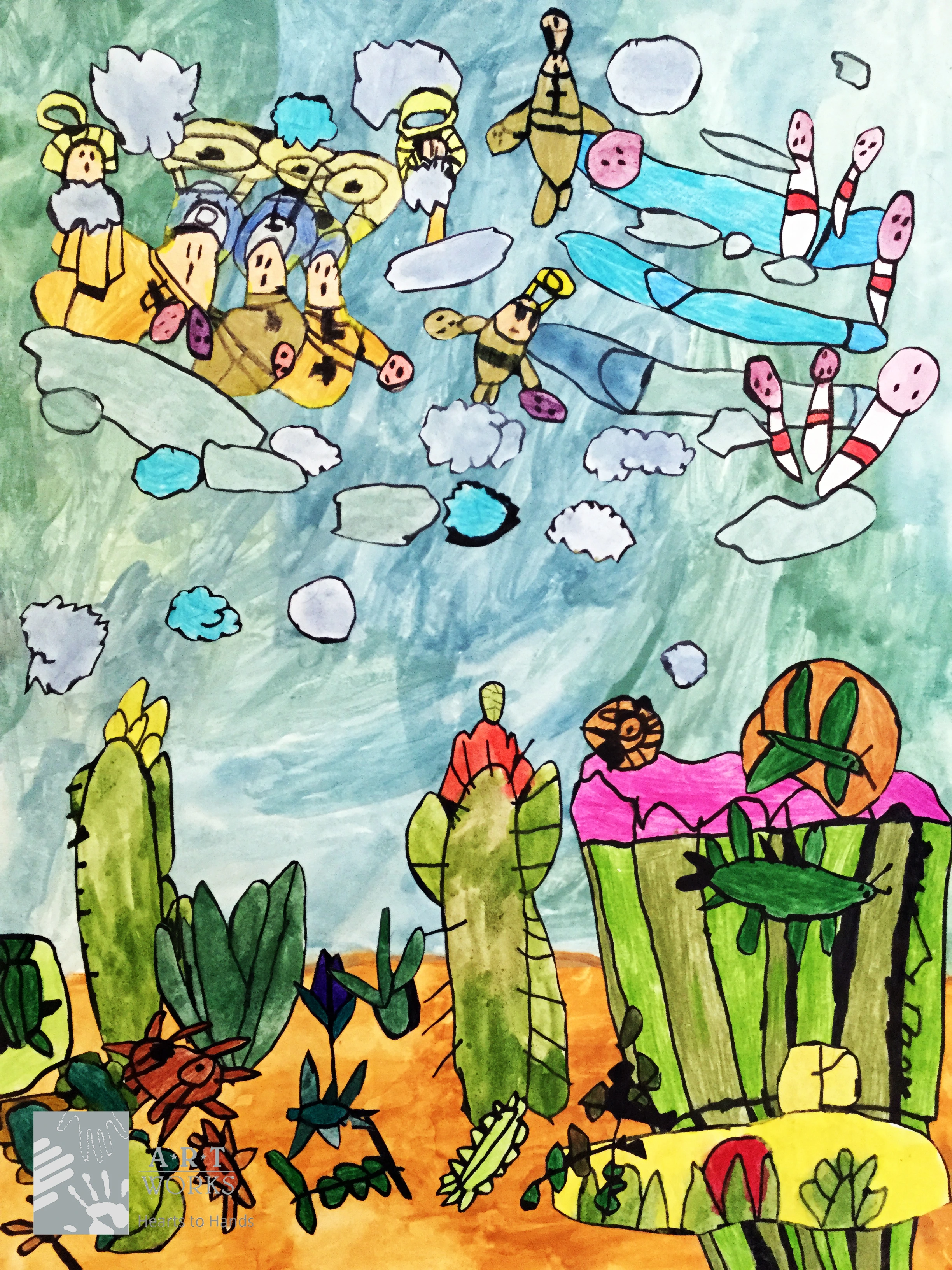 drawing of bowling in heaven