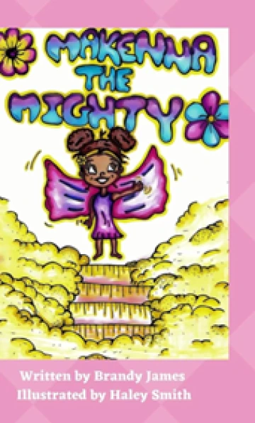 Cover of Makenna the Mighty, a stylized drawing of a young Black girl with wings above a blanket of clouds